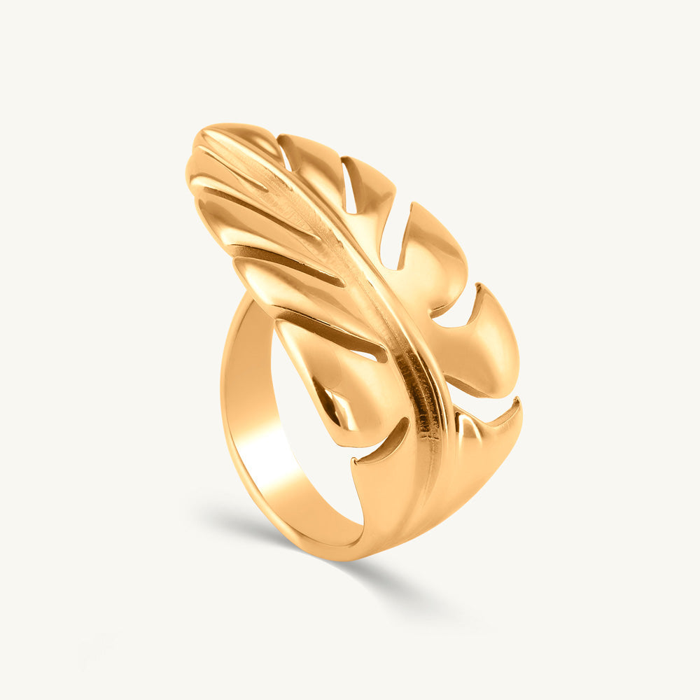 Golden Leaf Curve Ring-TEST