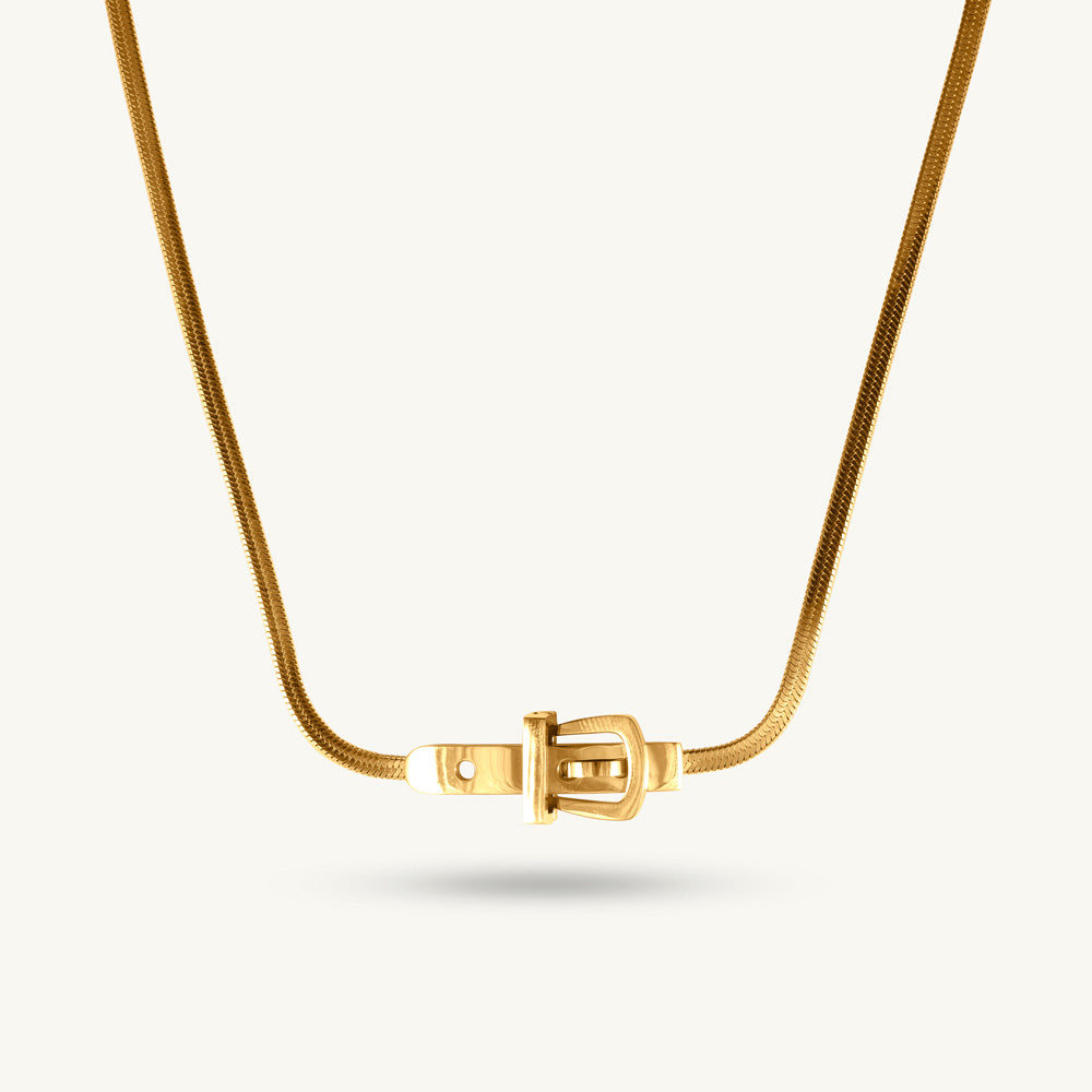 Golden Cube Lock Pendant NecklaceTEST